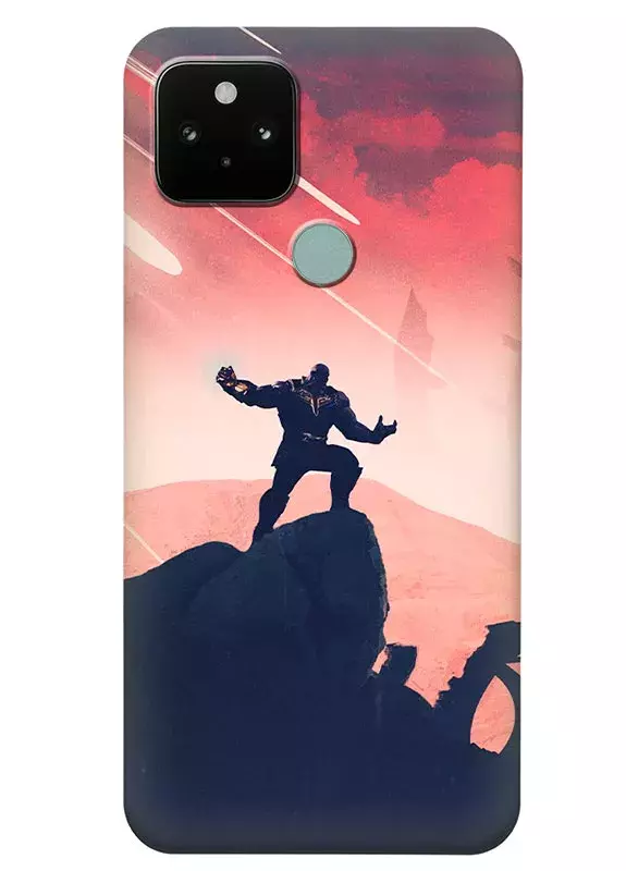Чехол для Google Pixel 5 - Танос Thanos вызывает мощь природы с помощью перчатки бесконечности