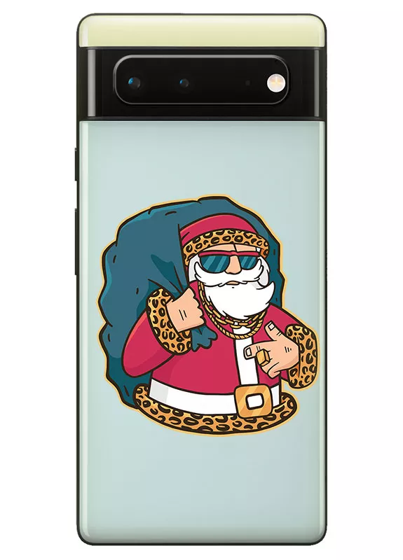 Прозрачный силикоовый чехол для Pixel 6 - Современный Сайнта Клаус