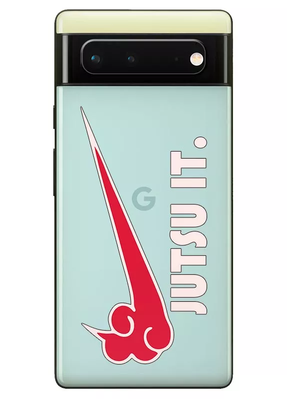Чехол для Google Pixel 6A из прозрачного силикона - Naruto Шаринган оранжевый