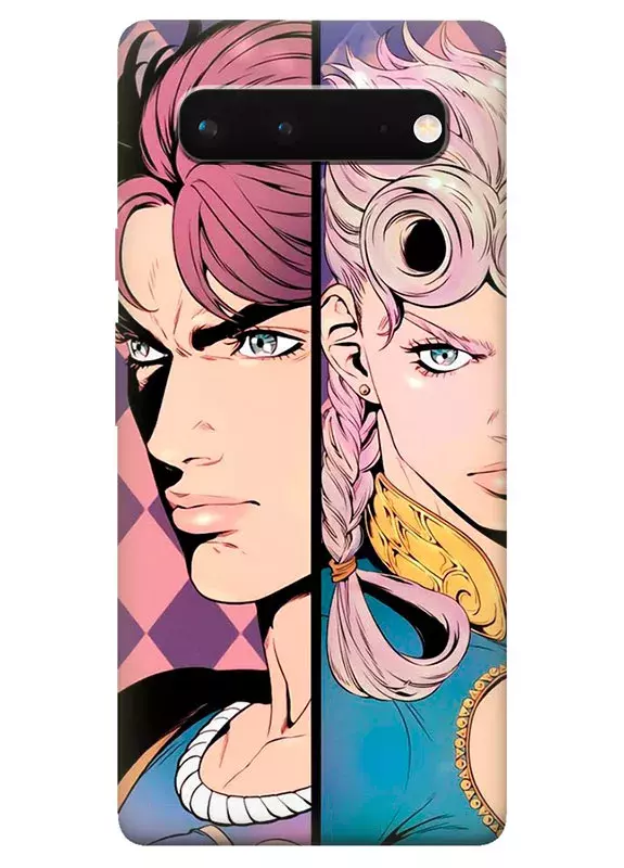 Чехол для Google Pixel 6A - Невероятные приключения ДжоДжо JoJo’s Bizarre Adventure Триш Уна и Джорно Джованна крупным планом