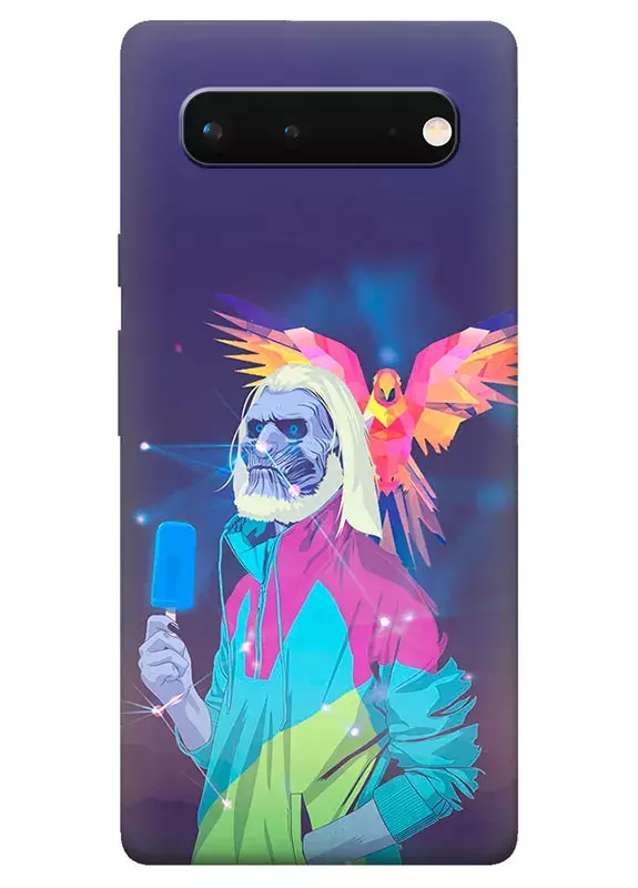 Google Pixel 6A чехол - Игра престолов Король Ночи с попугаем кушает мороженное