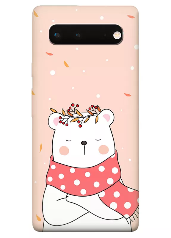 Чехол для Pixel 6A - Мишка зимой