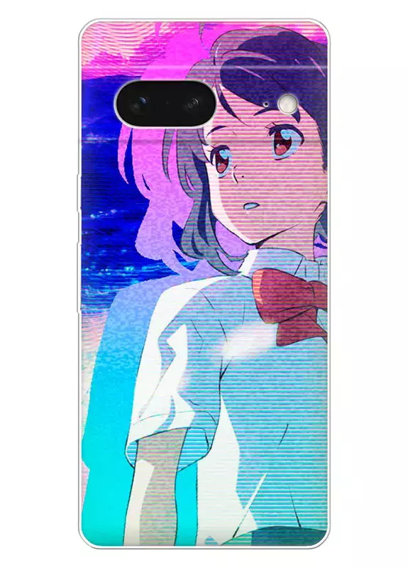 Чехол для Pixel 7 - Мицуха Миямидзу в стиле киберпанка, Твое имя, Your Name 