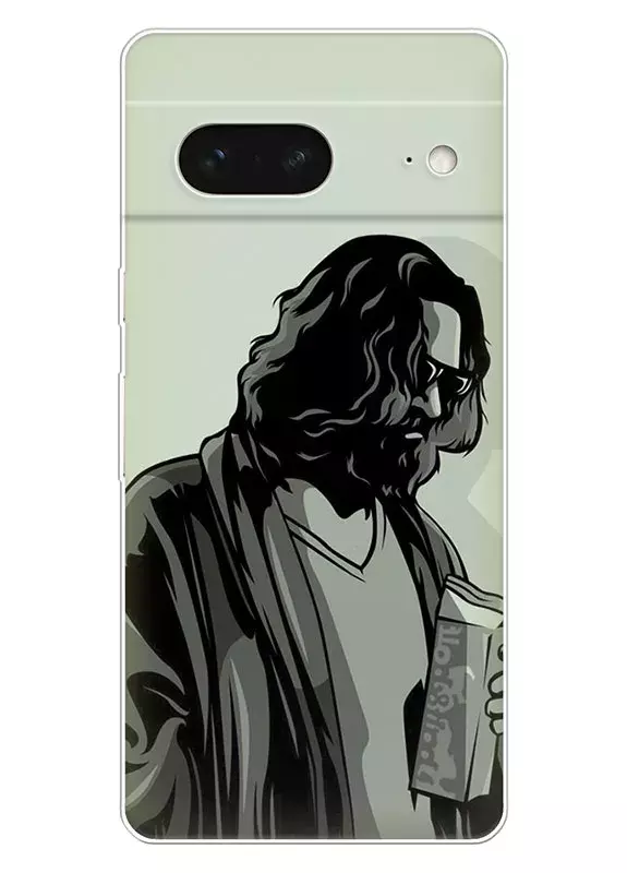 Google Pixel 7 чехол - Большой Лебовски The Big Lebowski Дюдя Джэки Трихорн Джефф Бриджес в очках с молоком вектор-арт 