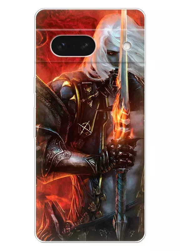 Чехол для Google Pixel 7A - Кастлвания Castlevania Алукард с огненным мечем
