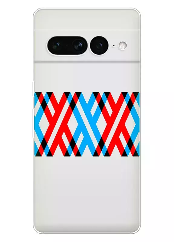 Бампер для Google Pixel 7 Pro - Милый во Франксе Darling in the Franxx красно-голубой логотип 