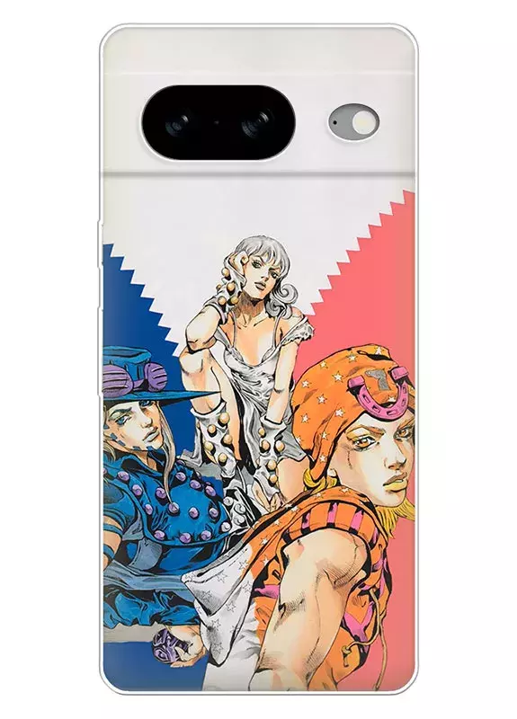 Чехол для Google Pixel 8 - Невероятные приключения ДжоДжо JoJo’s Bizarre Adventure главные героини мультсериала вместе