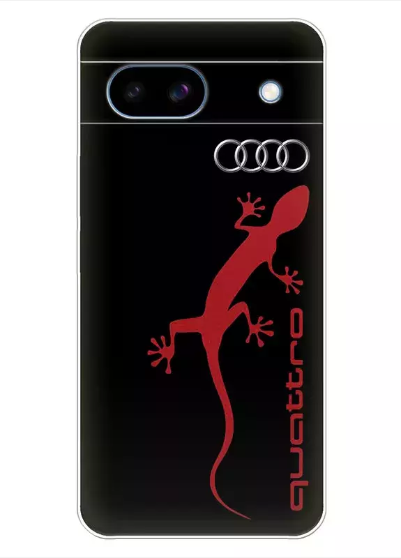 Google Pixel 8A чехол - Audi Ауди логотип Quattro и красная ящерица вектор-арт