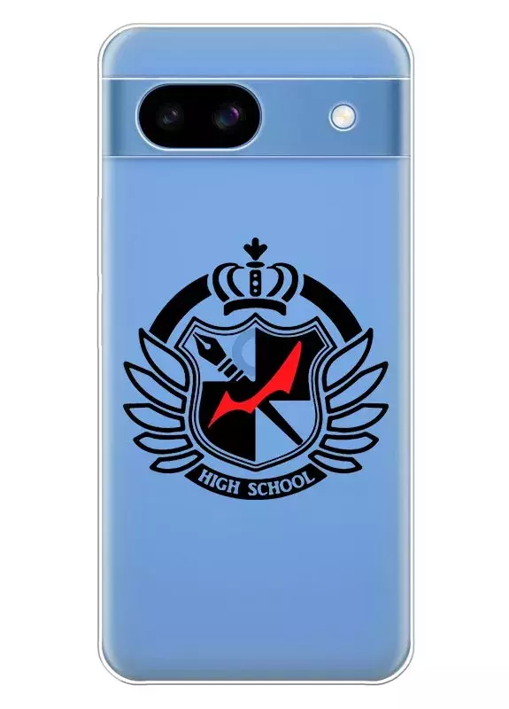 Чехол для Пиксель 8А из прозрачного силикона - Данганронпа High School Logo