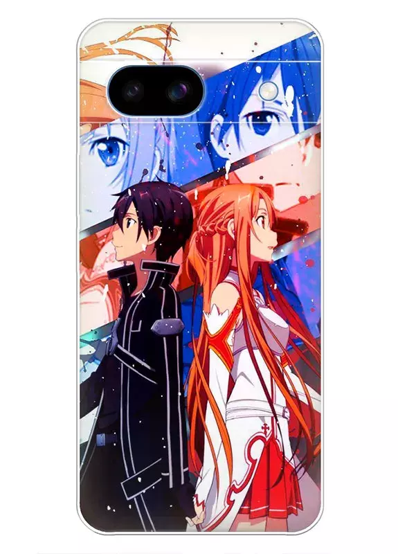 Pixel 8A чехол - Мастера Меча Онлайн Sword Art Online SAO Кирито и Асуна бок о бок мечтают