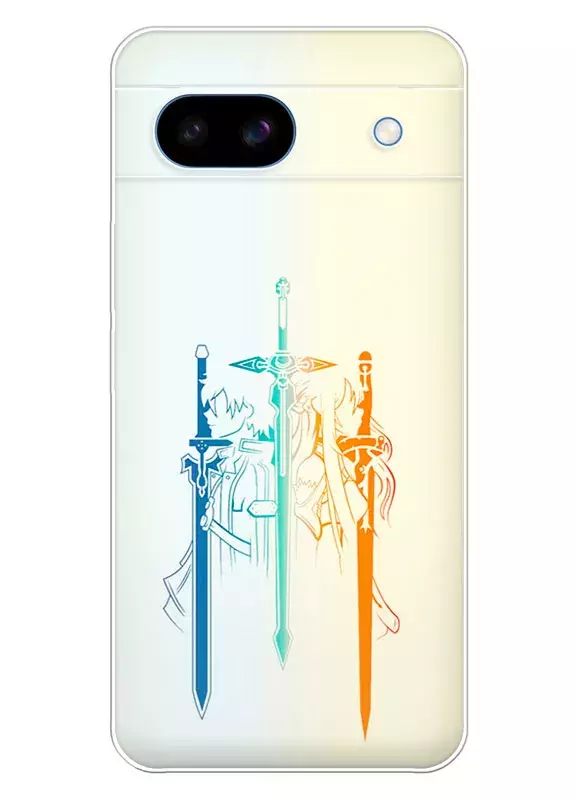 Pixel 8A чехол - Мастера Меча Онлайн Sword Art Online SAO мечи главных героев вектор-арт