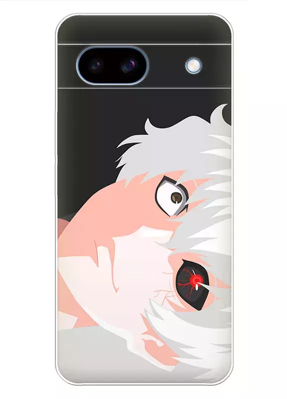 Бампер для Pixel 8A - Токийский гуль Tokyo Ghoul Кен Канеки вектор-арт крупным планом