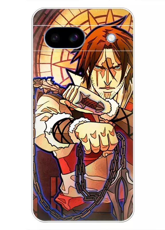 Чехол для Google Pixel 8A - Кастлвания Castlevania витраж Тревор Белмонт в боевой стойке