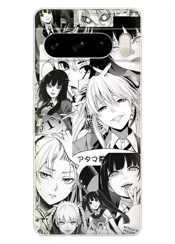 Google Pixel 8 Pro чехол - Безумный азарт Маньяк азартных игр Какэгуруи Kakegurui Compulsive Gambler коллаж из главных героев