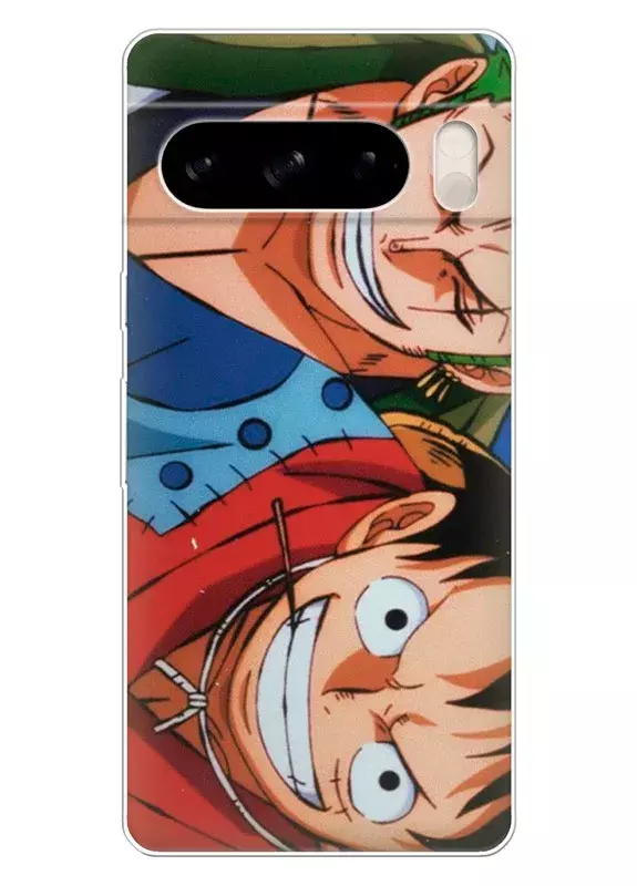 Google Pixel 8 Pro чехол - Луффи и Ророноа Зоро смеются крупным планом | Ван-Пис One Piece