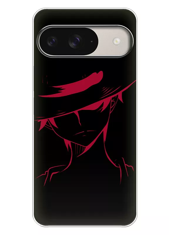 Google Pixel 9 чехол - Ван-Пис One Piece красный Луффи крупным планом вектор-арт