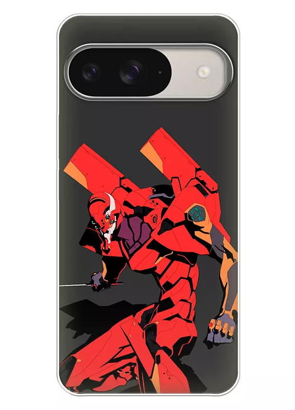Чехол для Google Pixel 9 - Евангелион Evangelion Evangelion Unit-02 красный в боевой стойке вектор-арт