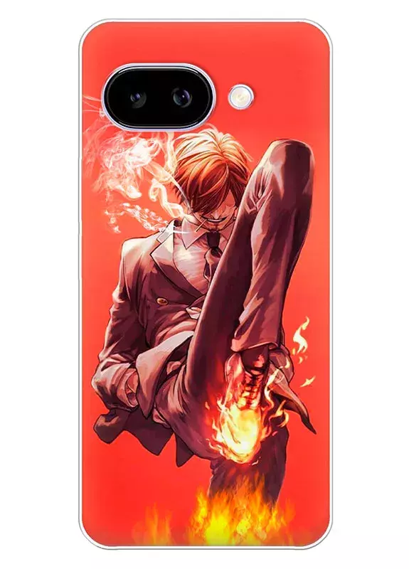 Google Pixel 9A чехол - Ван-Пис One Piece огненная атака Санджи