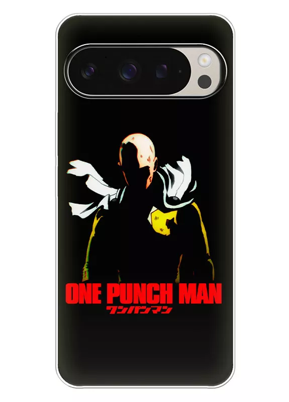 Google Pixel 9 Pro чехол - Ванпанчмен Человек одного удара One Punch-Man Wanpanman логотип и название Сайтама в тени