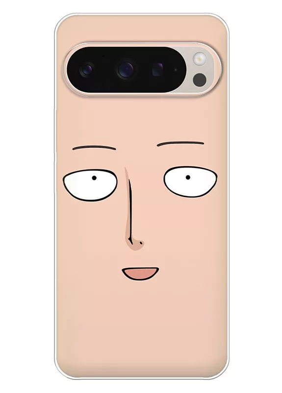 Google Pixel 9 Pro чехол - Ванпанчмен Человек одного удара One Punch-Man Wanpanman лицо Сайтама крупным планом