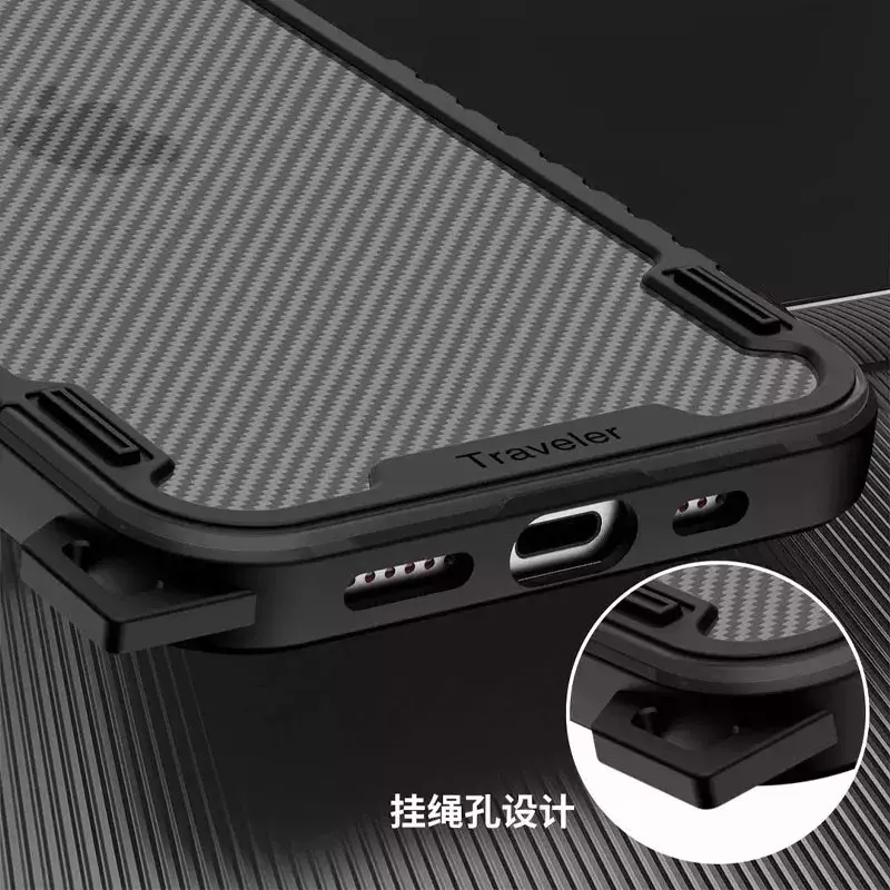 Чехол TPU+PC TRAVEL Carbon для Apple iPhone 13 Pro Max (6.7"), Черный