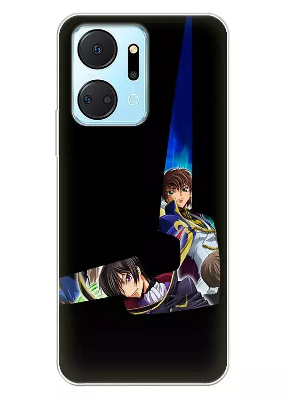 Бампер для Huawei Honor X7a из силикона - Code Geass Лелуш и Судзаку