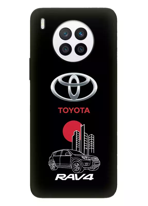 Чехол для Хуавей Нова 8и из силикона - Toyota Тойота логотип и автомобиль машина RAV4 вектор-арт кроссовер внедорожник