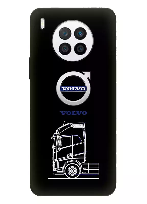 Наладка для Хуавей Нова 8и из силикона - Volvo Вольво логотип и автомобиль машина вектор-арт фура грузовик трак белый (Дизайн 1)