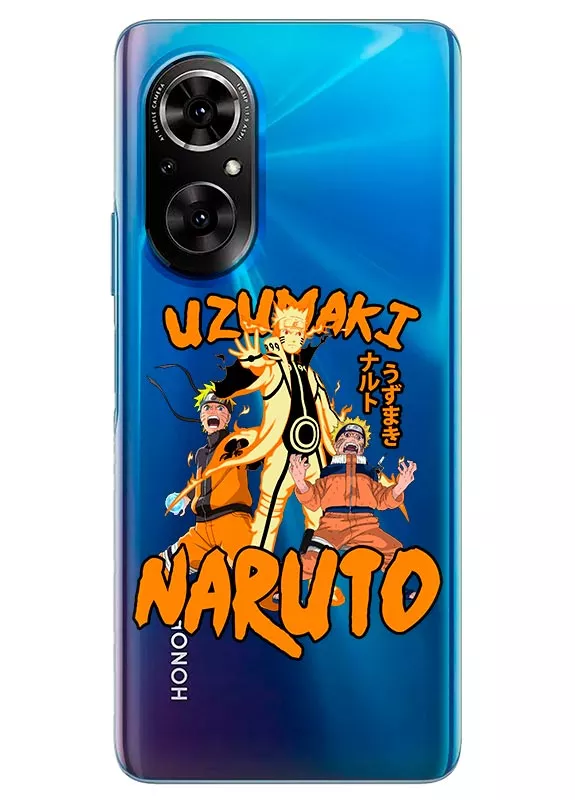 Бампер для Huawei Nova 9 SE - Трио Наруто Удзумаки, силикон прозрачный