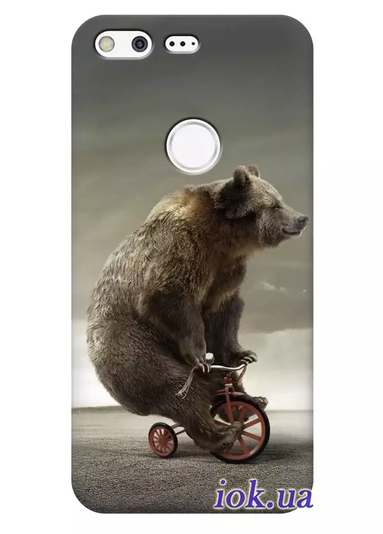 Чехол для Google Pixel - Медведь на велосипеде