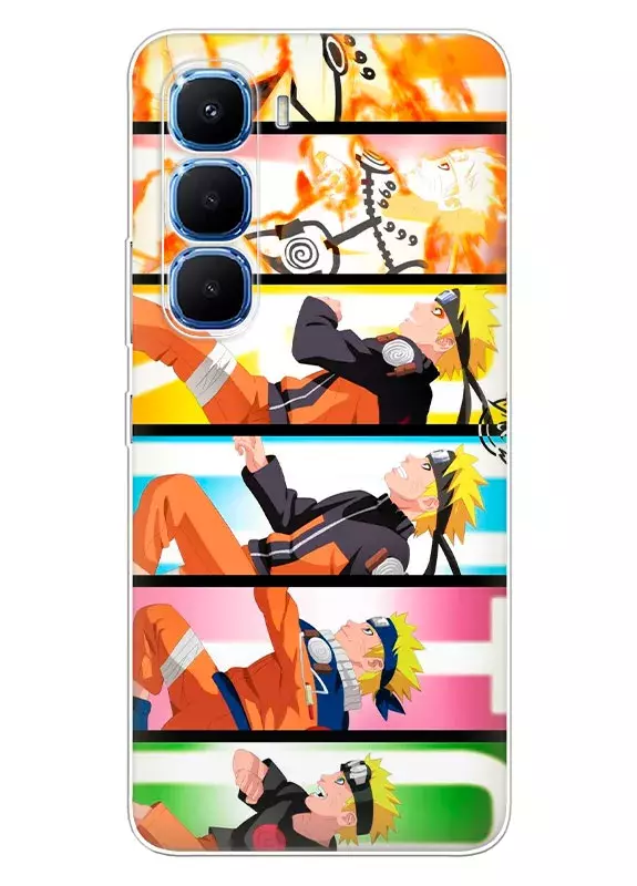 Чехол для Infinix Hot 60 5G из силикона - Атака Наруто коллаж