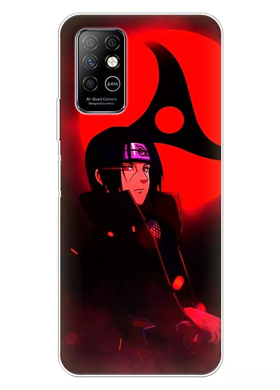Чехол для Infinix Note 8 из силикона - Итачи Учиха в красном