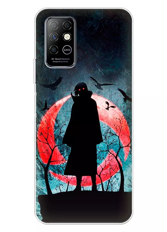 Чехол для Infinix Note 8 из силикона - Итачи Учиха и вороны