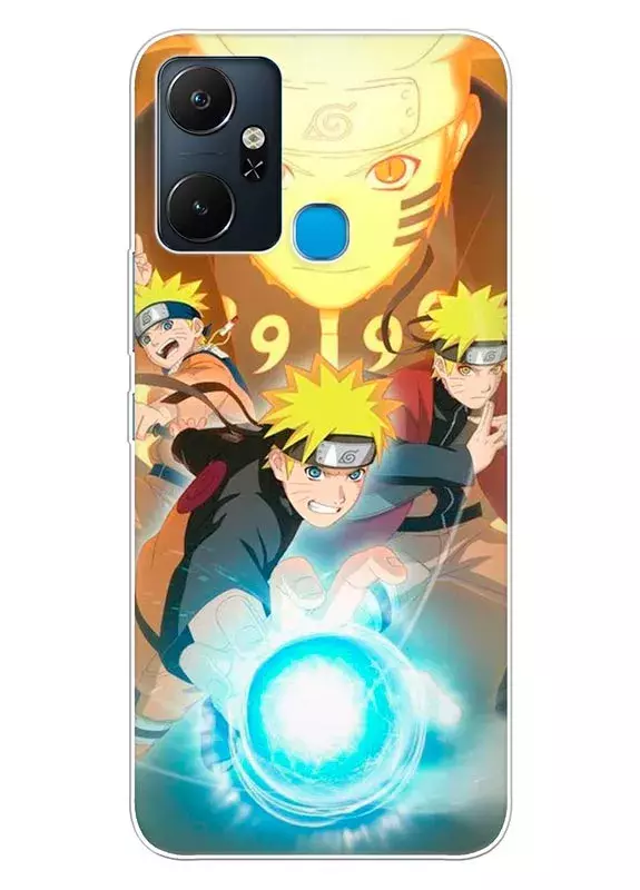Бампер для Infinix Smart 6 Plus из силикона - Тройной удар Наруто