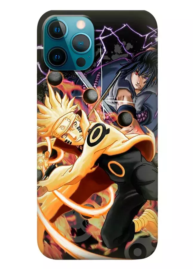 Бампер для iPhone 12 Pro Max из силикона - Огненный удар Наруто
