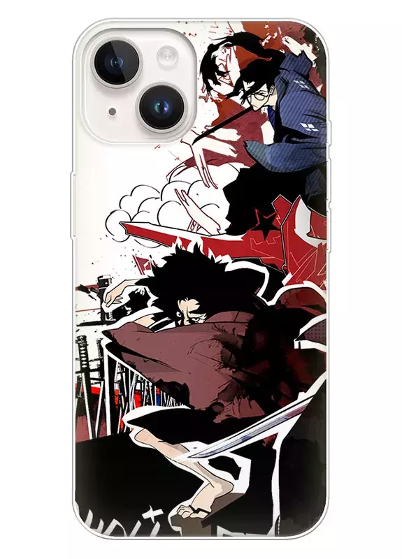 Айфон 14 чехол - Самурай Чамплу Samurai Champloo Муген и Окуру в атаке