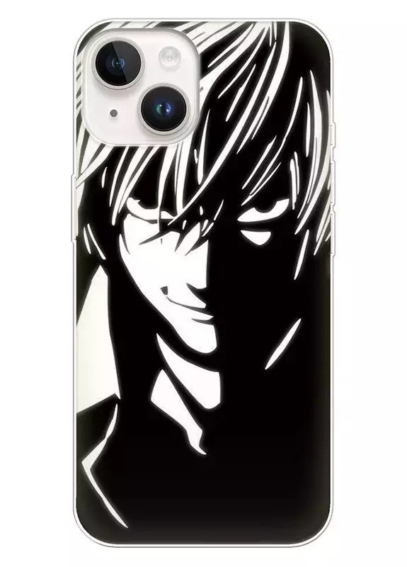 Бампер для Айфон 14 - Death Note Эл Лоулайт и его ухмылка крупным планом вектор-арт