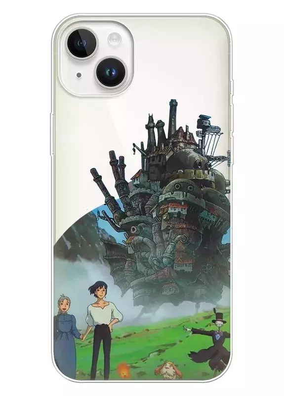 iPhone 14 Plus чехол из прозрачного силикона - Ходячий замок герои аниме