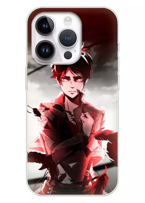 iPhone 14 Pro чехол - Атака на титанов Attack on Titan кровавый взгляд Эрена Йегера