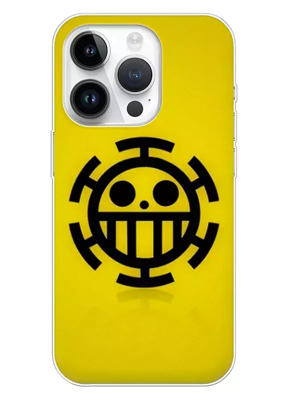 iPhone 14 Pro чехол с аниме Ван-Пис One Piece черный логотип черепа вектор-арт 