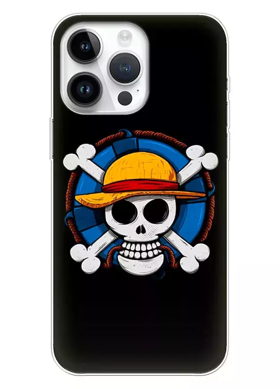 iPhone 15 чехол - Ван-Пис One Piece пиратский логотип Луффи