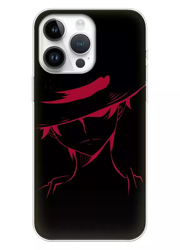 iPhone 15 чехол - Ван-Пис One Piece красный Луффи крупным планом вектор-арт