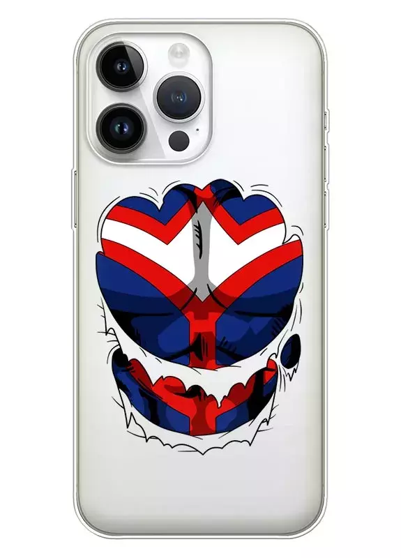 Чехол для iPhone 15 Plus из прозрачного силикона - My Hero Academia All Might