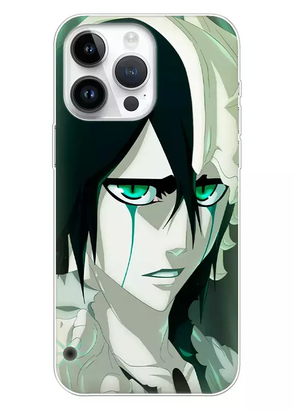 iPhone 15 Plus чехол - Блич Bleach взгляд Улькиорра Сифер крупным планом