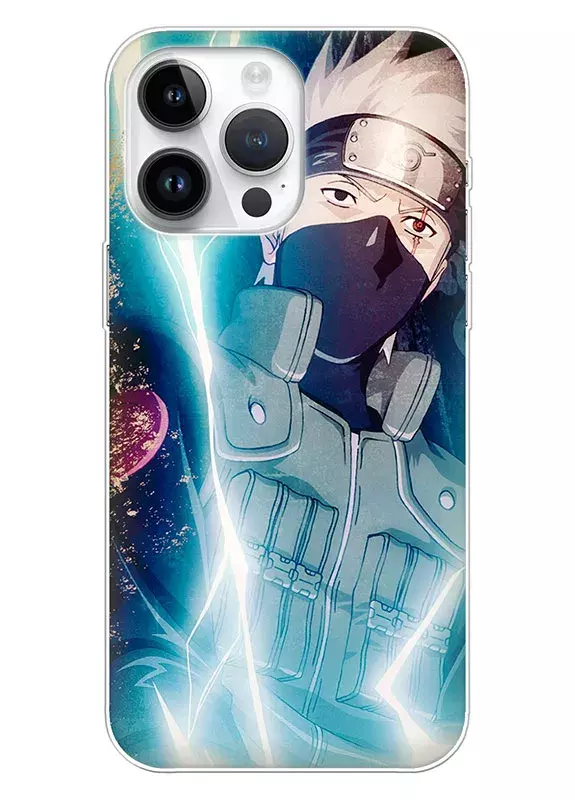 Чехол для iPhone 15 Pro - Электрический разряд Какаси Хатакэ крупным планом, Наруто и Боруто