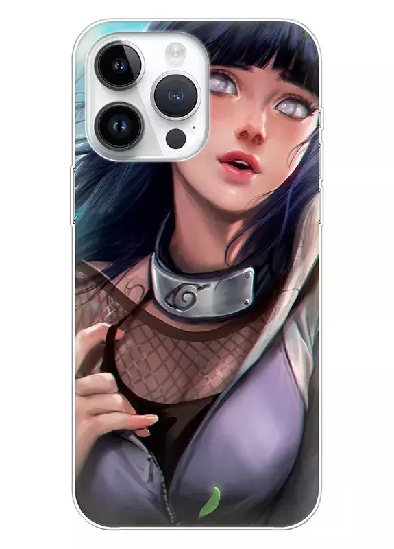 Чехол для iPhone 15 Pro Max - Наруто и Боруто Naruto and Boruto мечтательная Хината Хьюга крупным планом