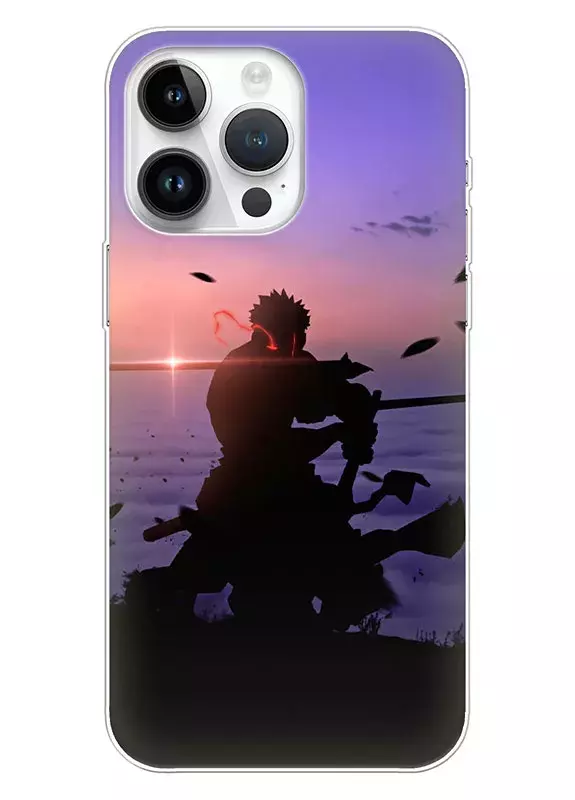 iPhone 15 Pro Max чехол - Ван-Пис One Piece Ророноа Зоро тренируется утром