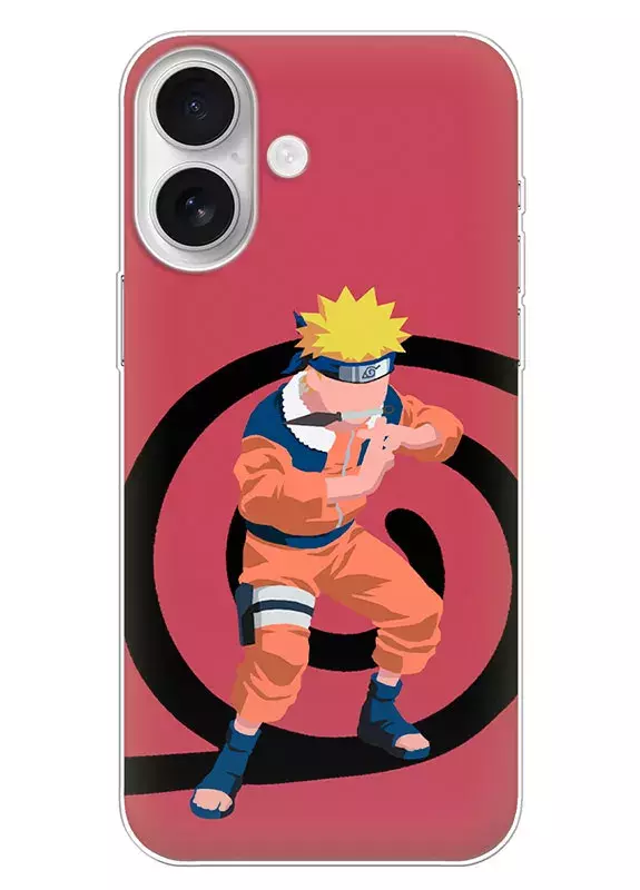 Чехол для iPhone 16 - Naruto and Boruto, боевая стойка Наруто Узумаки вектор-арт