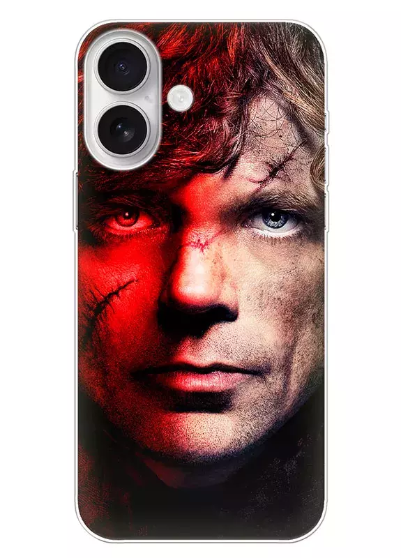 iPhone 16 чехол - Игра престолов Game of Thrones лицо со шрамами Тириона Ланнистера крупным планом