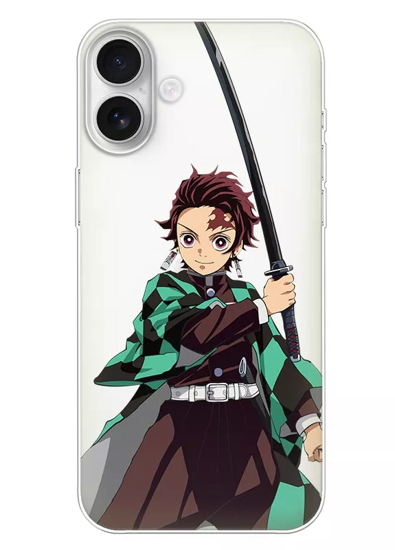 iPhone 16 Plus чехол силиконовый прозрачный - Demon Slayer Танджиро Камадо